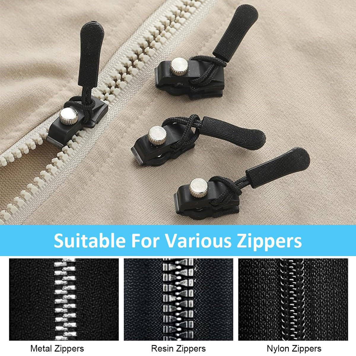 ZIPPER REPAIR KIT (3 Sets Instant Slider Replacement)